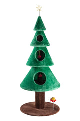 Allewie 63 Inches Cat Tree for Indoor Kitty/Tower with 3 Condos/ 5ft Christmas Tree Party Decoration/Activity Center Play House and Beds/Green