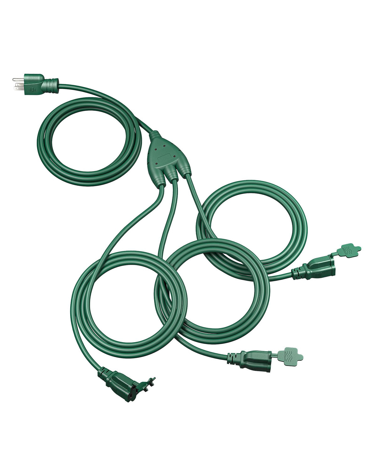 DEWENWILS 40FT (22’+6’ *3), 1 to 3 Splitter Outlets, 3 Prong Outlets, Green