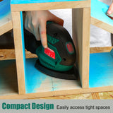 HYCHIKA Detail Sander, 14,000 OPM Compact Electric Sander Tool with 12 Pcs Sandpapers,Efficiency Dust Collection System,Suitable for Tight Spaces Sanding,Polishing,Removing Paint in Home Decoration
