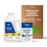 Truly Free Laundry Wash Detergent for Sensitive Skin, Gentle & Safe for Baby Clothes | Plant-Based, Natural Ingredients | Unscented | Include 1 Refillable Bottle (50 Loads)