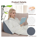 Vomiliku Knee Wedge Pillow for Back Sleeping, Leg Elevation for Post Surgery Recovery, 8" Triangle Leg Pillow with Removable Cover for Knee Support, Hip Back Pain Relief,Enhance Circulation, Blue