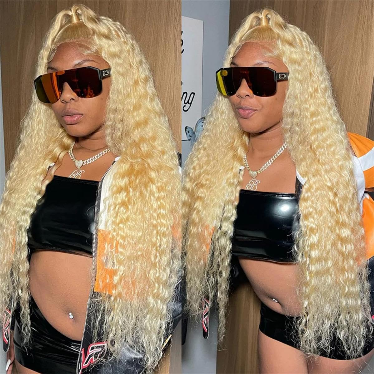 IJFMMEL 30 Inch 613 Lace Front Wig Human Hair Pre Plucked 200% Density 13X6 Deep Wave HD Transparent Blonde Lace Frontal Wig Human Hair For Women