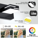 LKHF LED Modern Bathroom Vanity Light Fixtures, Dimmable Matte Black Vanity Lights for Bathroom Lighting Fixtures Over Mirror, with 360° Rotatable Acrylic Heads 3-Light 22-inch (Cool White 6000K)