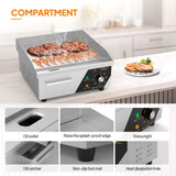 ROVSUN 14" Electric Countertop Flat Top Griddle, 1500W Electric Griddle, Teppanyaki Grill Stainless Steel with Adjustable Temperature Control 122°F-572°F for Home Restaurant Commercial