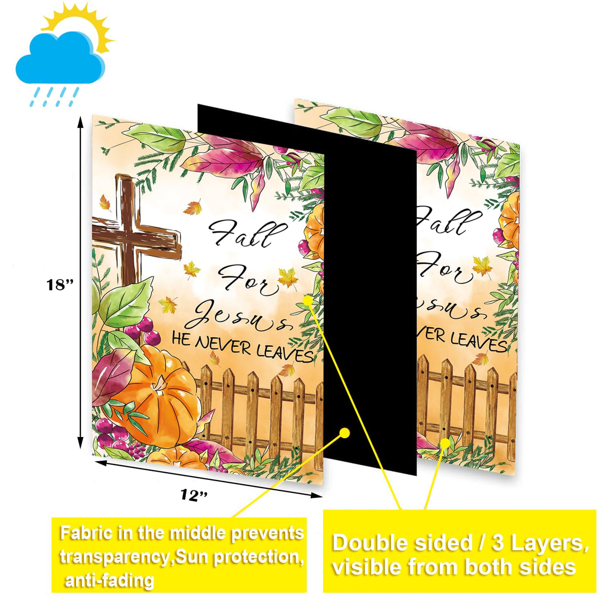 Christian Seasonal Garden Flags Set of 12 Double Sided 12 x 18 Inch Cross Yard Flags, Small Flags for Outside, Fall Winter Easter Christmas Outdoor Flags, Holiday Garden Flags for All Seasons ﻿