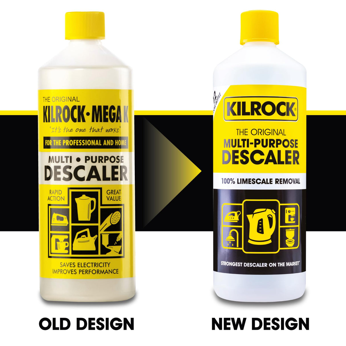 Kilrock Mega-K Multi-Purpose Descaler 1 Litre (12 Doses) - Limescale Descaling for Kettles, Shower Heads & Coffee Machines - Biodegradable and Phosphate Free