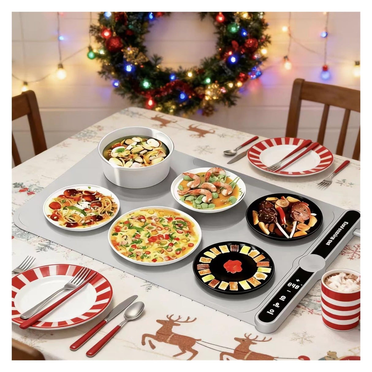 Warming Mat for Food, Food Warmers Mat, Fast Full-Surface Heating Mat for Food, Silicone Food Warmer, Electric Warming Tray for Parties Buffet,Gatherings,Everyday Use(Gray)