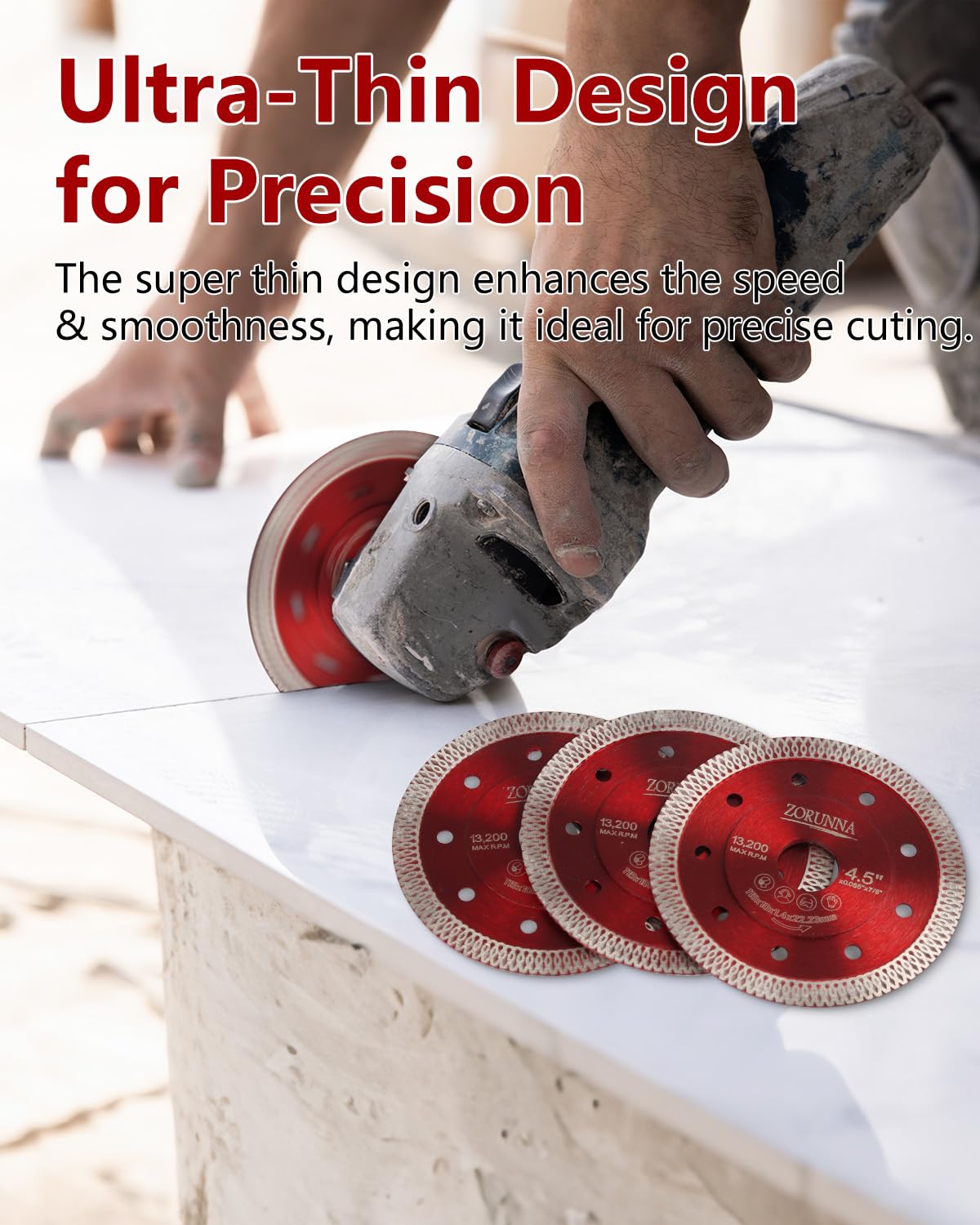 5Pcs Diamond Saw Blades, 4-1/2" Tile Grinder Cutting Blade for Angle Grinder Tile, Super Thin Indestructible Disc for Grinder for Cutting Porcelain Ceramic Granite Marble.