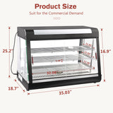 Countertop Food Warmer,Three Tier Commercial Warmers for Food Display, Glass case, with LED Lighting Removable Shelves Pastry for Buffet Restaurant L35'' x W19'' x H25''
