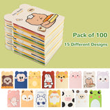 100 Packs Mini Notebooks for School Mini Cute Animal Notebooks Mini Notebooks Bulk for Christmas Day Office Classroom prizes College Ruled Pages(Cartoon Animals)