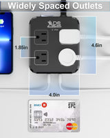Outdoor Power Strip Weatherproof, Waterproof Surge Protector with 4 Wide Outlet with 3 USB Ports, 6FT Long Extension Cord,1875W Overload Protection，Outlet Extender for Christmas Lights ETL Black