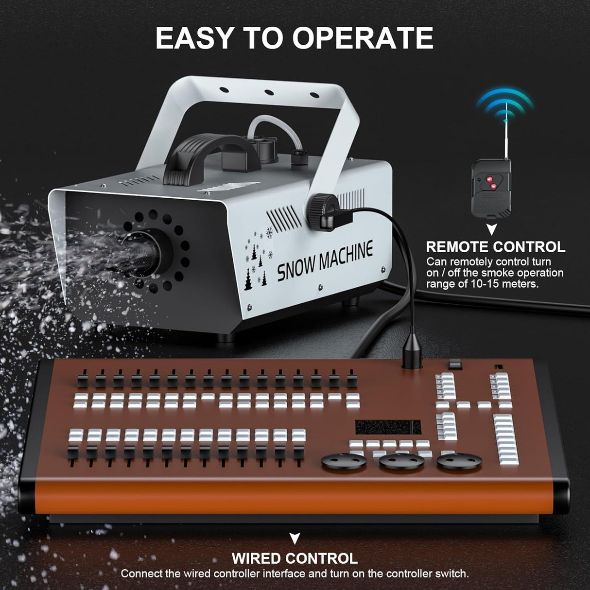 1000W Snow Machine Remote & Manual Control Snowflake Making Adjustable Snowflake Size Snowmaker Perfect for Christmas,Weddings and Theatrical Effects (Grey, 1)