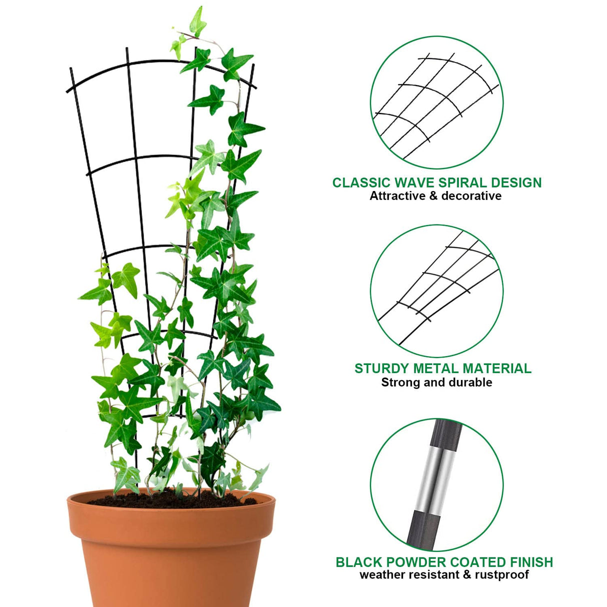 Mklsit 24" Metal Plant Trellis for Climbing Plants Support, 4 Pack
