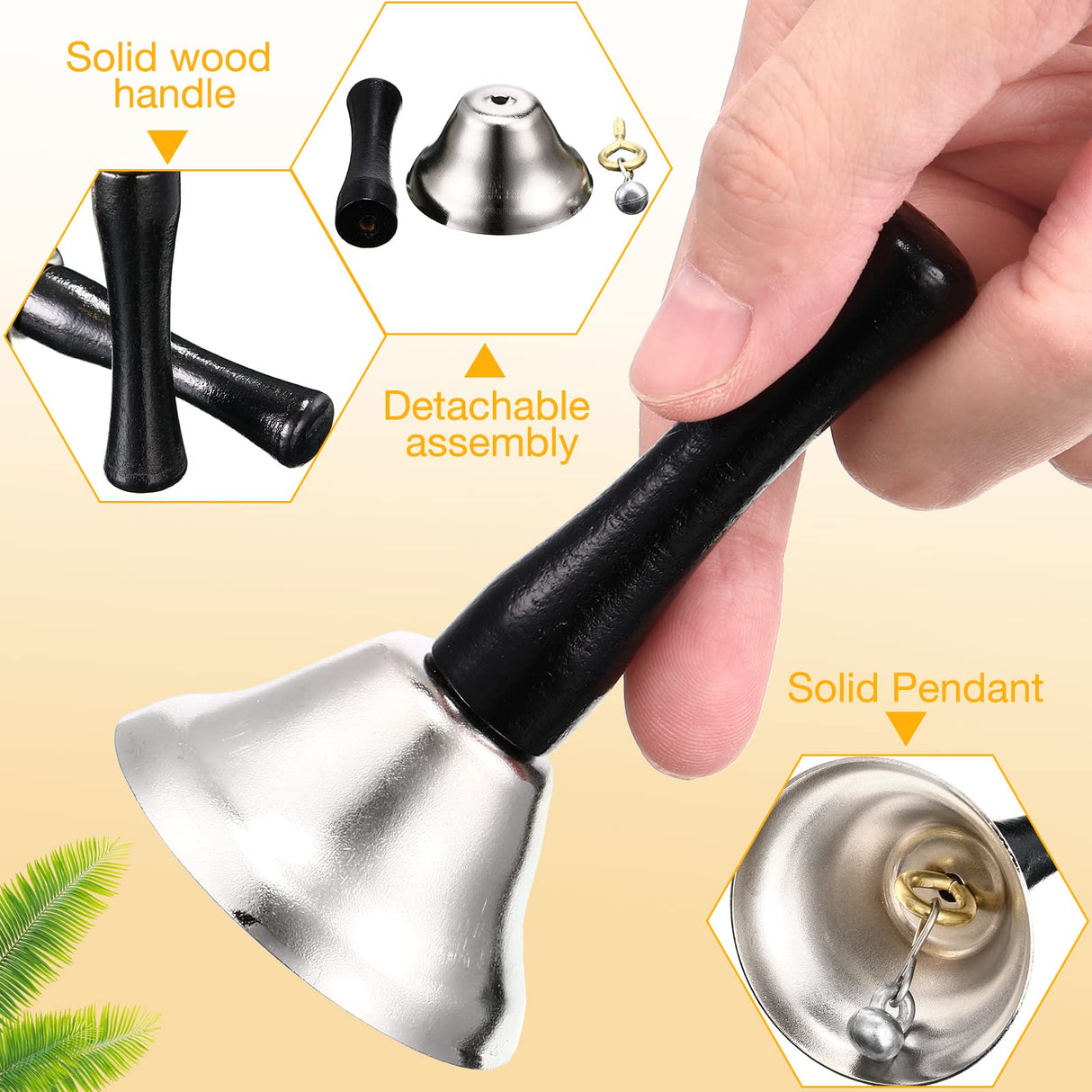 Yeshone 50 Pcs Loud Hand Bell Bulk Dinner Service Bell for Food Line Care for The Sick and Elderly Alarm Ringing Call for Pets Jingles Weddings Christmas Decoration(Silver)