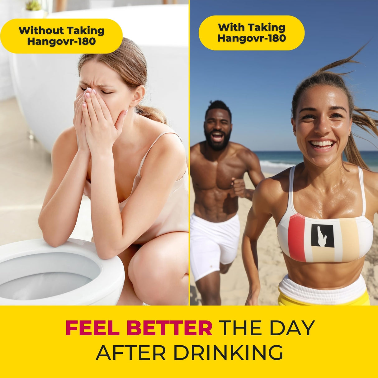 Hangovr 180 Tri-Power Before Drinking Defense 4 Pack - Support Liver & Brain Health, Feel Fresher & Better Energy - - Take Before Drinking for Relief, 3 Capsules per Pouch