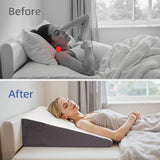 Wedge Pillow for Headboard, 10’’ Triangle Elevated Bed Wedge Pillow for Acid Reflux Relief, Sleeping, Post Surgery, Back Pain Relief, Snoring, Soft Memory Foam Top & Washable Breathable Cover, Grey