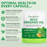 Oil of Oregano Softgels 6000mg, 120 Count | 2 in 1 Formulated with Black Seed Oil 200mg, Organic Oregano Oil Capsules, High Carvacrol & Thymoquinone for Immune Support | Non-GMO, Gluten-Free
