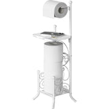 Simple Houseware English Style Bathroom Toilet Tissue Roll Holder Stand with Shelf, Marbled White