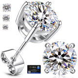 adoyi Moissanite Diamond Stud Earrings for Women Men 925 Sterling Silver Post Hypoallergenic 18K White Gold Plated Flat Back Stud Earring Jewelry Round Cut D Color VVS1 Clarity Gift for Women 2.0CT