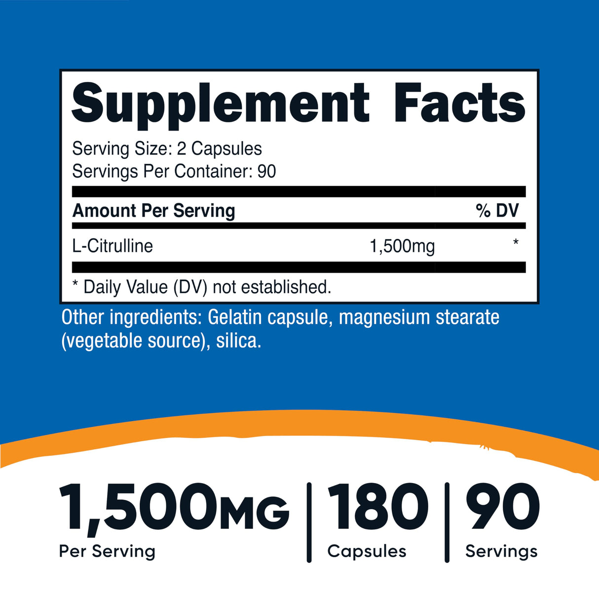 Nutricost L-Citrulline 1500mg, 180 Capsules - 750mg Per Capsule, Gluten Free, Non-GMO, Packaging May Vary