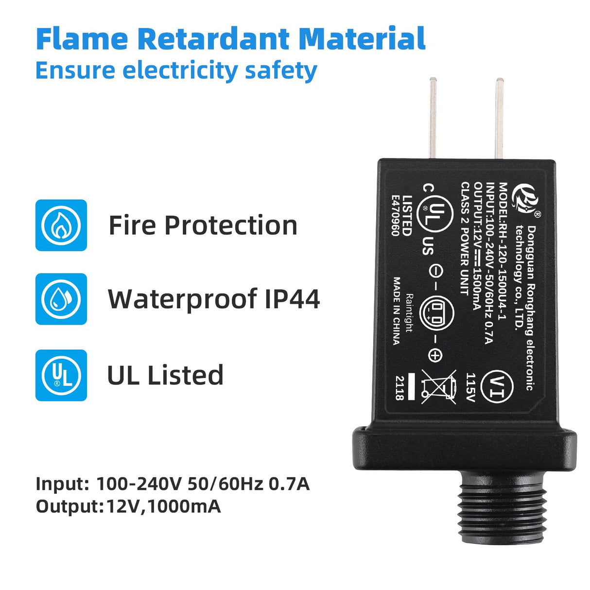 [4Pack] Replacement Yard Inflatable Adapter - 1.5A Transformer US Plug for Halloween Christmas Thanksgiving Inflatables, Class 2 Power Supply 120vac 60hz for LED Light