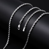 Fiusem Silver Chain Necklace for Men 3mm Stainless Steel Rope Chain 24 Inch
