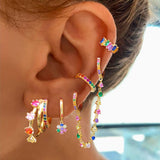 ISUEVA 14K Gold Silver Zircon Colorful Earrings For Women Earring Stacks