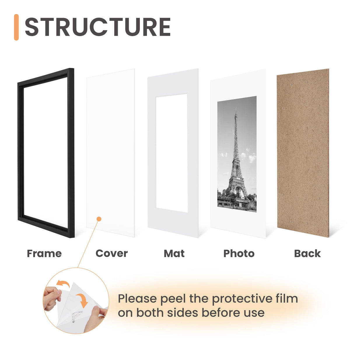 upsimples 9x12 Picture Frame, Gallery Wall Frames Set of 5, Black