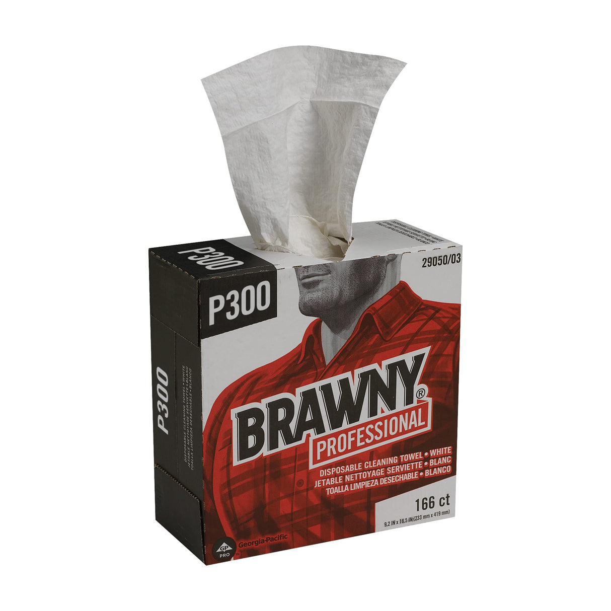 Brawny Professional P300 Disposable Cleaning Towel by GP PRO 29050/03 Medium Duty Tall Box White 5 Boxes @ 166 Count