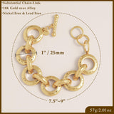 PanLuca 18K Gold Plated Hammered Toggle Bracelet for Women
