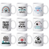 Teenyyou 9 Pcs Vet Tech Week Gifts Mug Bulk 11oz Veterinarian Ceramic Coffee Cup for Women Men Veterinary Technician Gift for Medical Graduate Dog Doctor Animal Lover Christmas Thank You Present