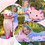 BENINY Large Axolotl Plush Toy, 39" Giant Hot Pink Axolotl Stuffed Animal Plush, Big Huggable Toys Gift for Girls Kids, Long Squishy Pillow for Holiday Birthday Christmas