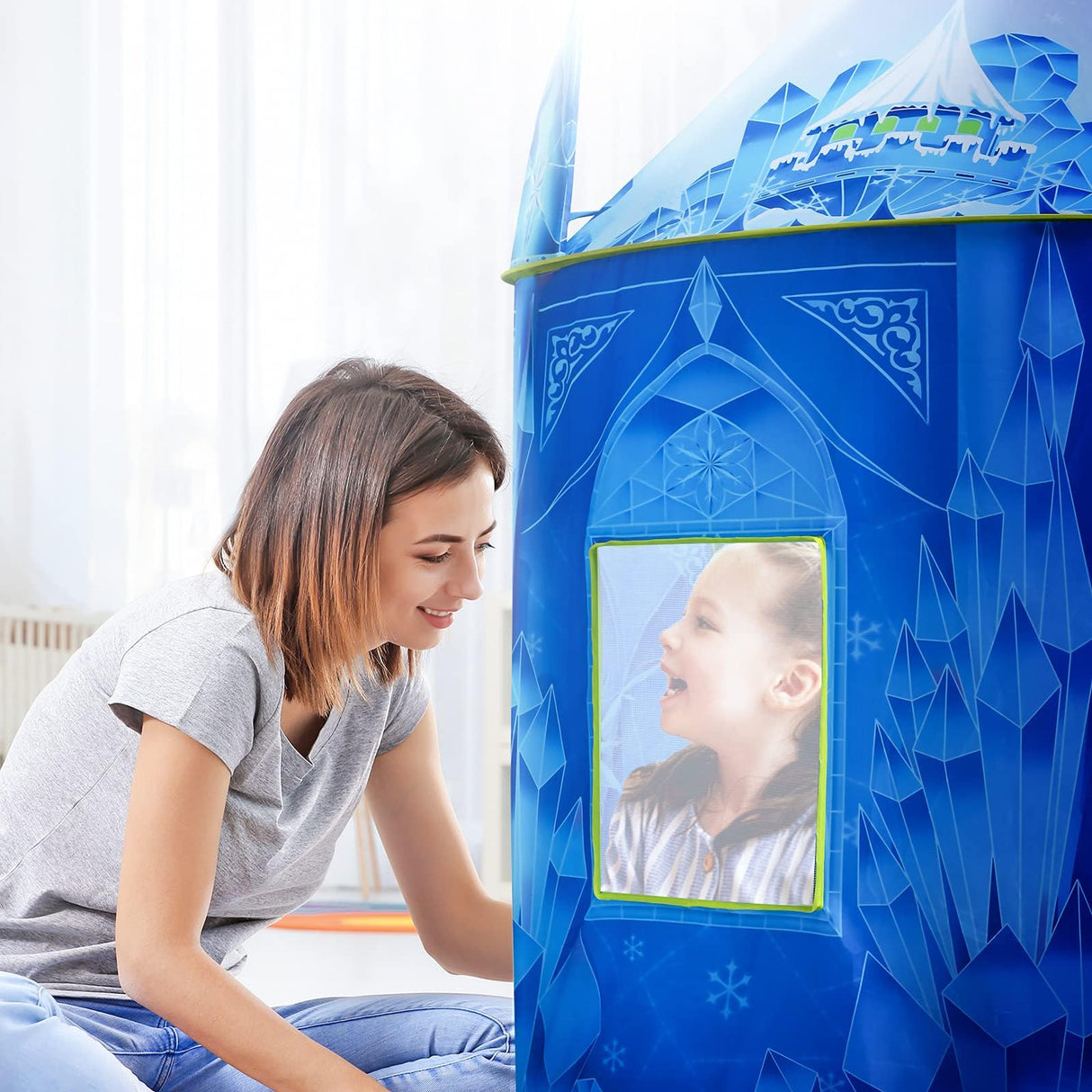 Hamdol Princess Play Tent, Frozen Toy for Girls, Ice Castle Kids Tent Indoor and Outdoor, Large Imaginative Playhouse with Carrying Bag for 1 2 3 4 5 6 7 8 9 Years Old Girls, Christmas & Birthday Gift