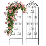 HIHADUUM 2 Pack 70.8" H x 19.7" W Arched Metal Garden Trellis for Climbing Plants Outdoor - Tall Rust-Resistant Decorative Climbing Rose Trellis Perfect for Roses, Vines, Vegetables, Flowers, Black