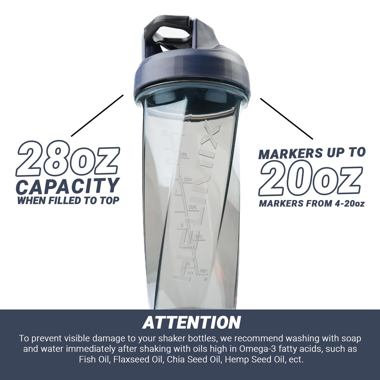 HELIMIX 2.0 Vortex Blender Shaker Bottle Holds upto 28oz | No Blending Ball or Whisk | USA Made | Portable Pre Workout Whey Protein Drink Shaker Cup | Mixes Cocktails Smoothies Shakes | Top Rack Safe