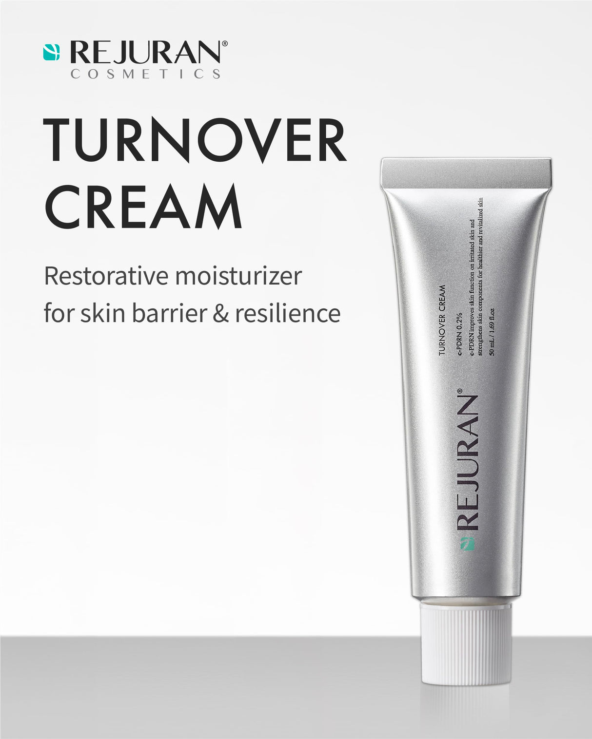 REJURAN® Turnover Cream, c-PDRN® - Daily Moisturizer for Dual-Revitalizing Effects. Soothing and Skin Barrier Strengthening for Clear, Healthy Skin. Korean Skin Care. (1.69 fl oz)