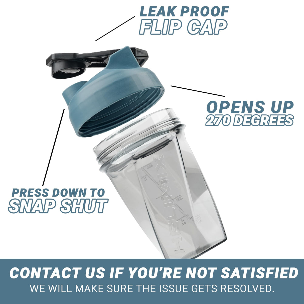 HELIMIX 1.5 Vortex Blender Shaker Bottle Holds Upto 20oz | No Blending Ball or Whisk | USA Made | Portable Pre Workout Whey Protein Drink Shaker Cup | Mixes Cocktails Smoothies Shakes | Top Rack Safe