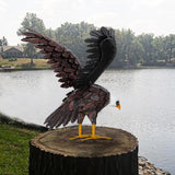 Bald Eagle Statue Garden Sculpture, Metal Yard Art Eagle Decoration, Large Eagle Outdoor Statues for Garden Yard Lawn Decoration