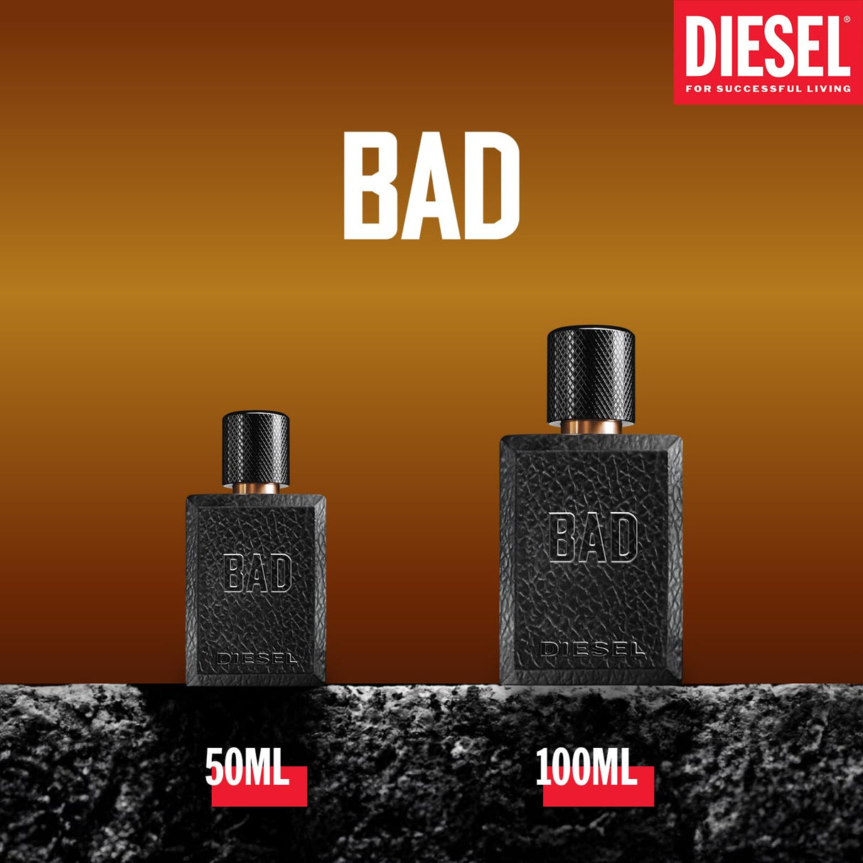 Diesel Bad, Eau de Toilette for Men, Woody Scent With Notes of Bergamot, Caviar & Tobacco, 1.7 Fl.Oz.