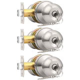 Probrico Brushed Nickel One Keyway Ball Door Knobs Entry Lock with Keys, 3 Pack Keyed Alike Door Locksets, Interior Exterior Keyed Hardware