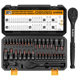 37-Piece Master Torx Bit Socket Set, 1/4", 3/8", 1/2" Drive Star & Tamper Proof T6-T70, T6H-T70H, Premium CR-V & S2 Alloy Steel, Ratchet Wrench, Sockets Adapter, High Torque for Automotive Mechanic