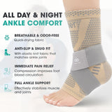 INDEEMAX Ankle Brace for Women & Men, Ankle Compression Sleeve Support Copper Infused Ankle Brace for Sprained Ankle, Plantar Fasciitis Sports, Achilles Tendonitis Pain Relief, Skin Silver, M