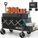 Overmont 200L Collapsible Wagon with Tailgate, 300 lb Heavy Duty Cart