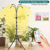 Grow Lights for Indoor Plants Yellow Light with 15-63 inches Adjustable Tripod Stand Plant Light with 4/8/12H Timer with Remote Control
