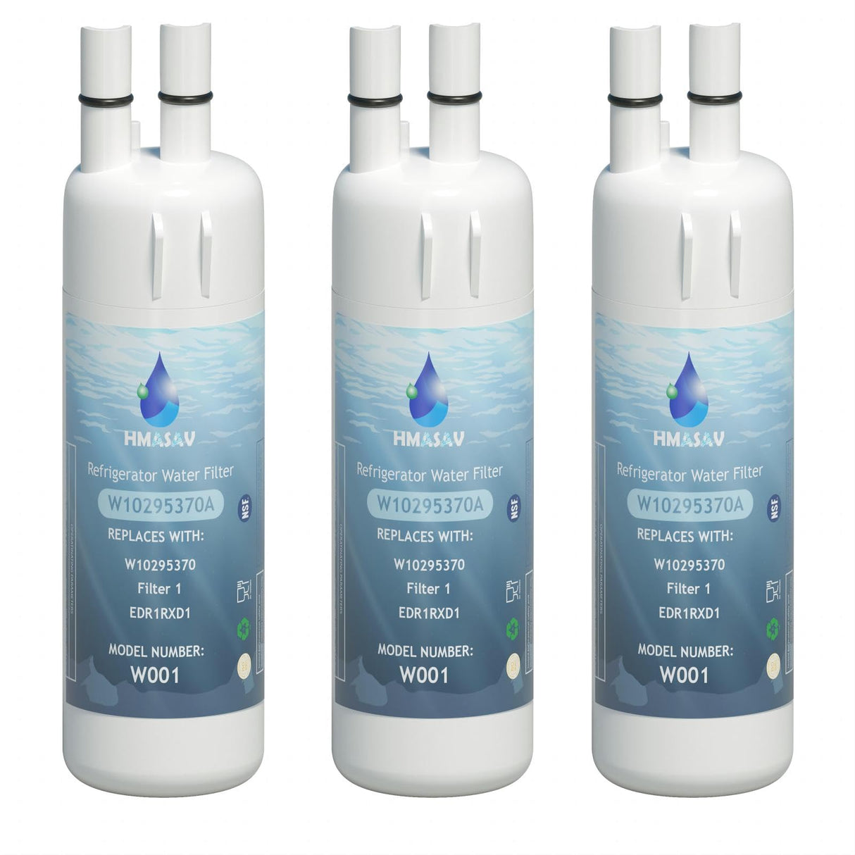 HMASAV W10295370A Water Filter Replacement, Compatible with Whirlpool EDR1RXD1, Everydrop Filter 1, EDR1RXD1B, W10295370, WHR1RXD1, KAD1RXD1, P4RFKB2, P8RFWB2L, 46-9930, 46-9081 3PACK