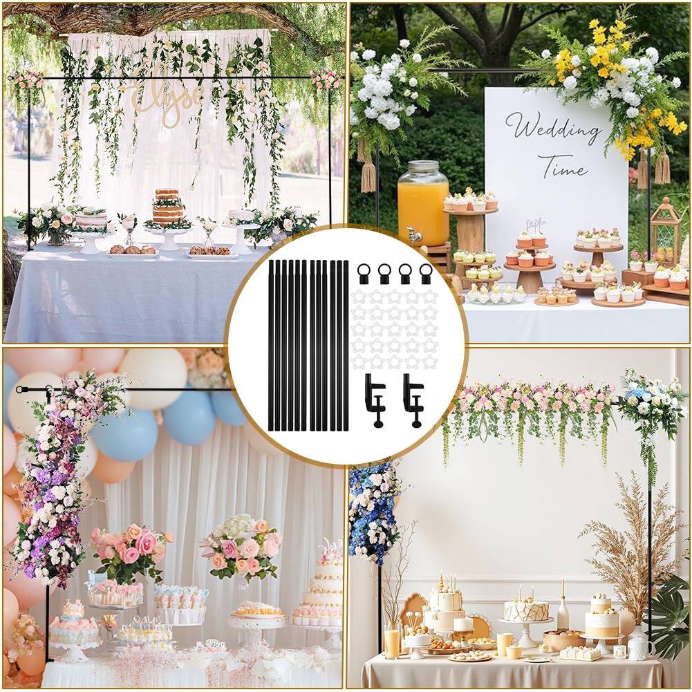 Over The Table Rod Stand with Clamps Adjustable Table Balloon Arch Stand for Party Wedding Anniversary, 34” to 98.43” Length, 30.25” to 47.25” Height(Color:Black)