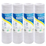 PUREPLUS 5 Micron 10"x2.5" Whole House String Wound Sediment Filter for Well Water, Replacement Cartridge for Universal 10 inch RO System, WP-5, Aqua-Pure AP110, CFS110, Culligan P5, WFPFC4002, 4Pack