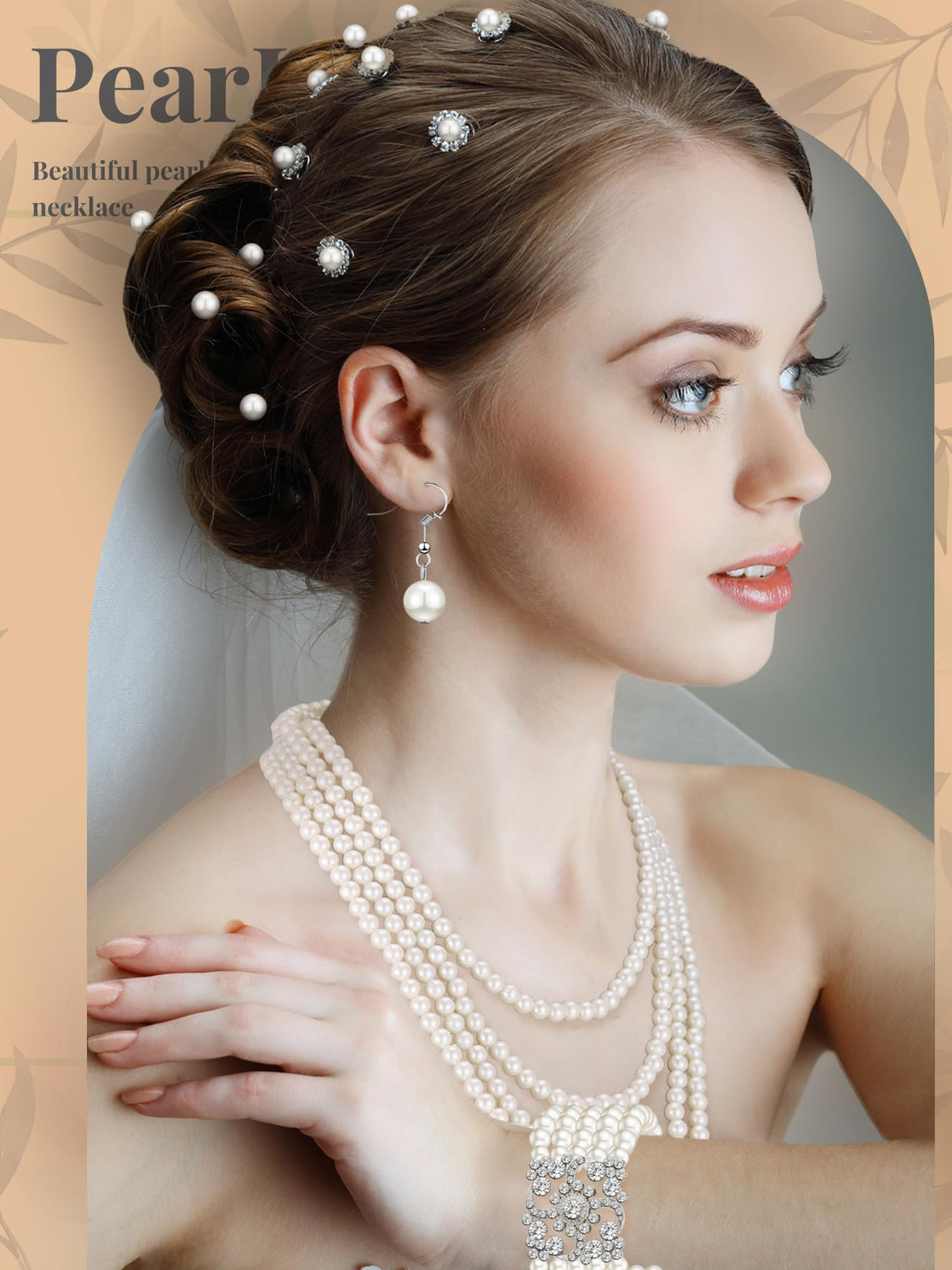 BBTO 8 Pcs Pearl Necklace and Earring Set for Women Faux Pearl Bracelet Costume Jewelry Set for Wedding Bridal Shower Party(Classic Style)