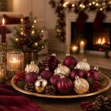 Lunmon 64 Pcs Burgundy and Gold Christmas Ball Ornament 1.57/1.97/2.36 Inch