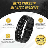 MagnetRX® 3X Strength Magnetic Bracelets for Men – Effective Titanium Mens Magnetic Bracelet – Premium Fold–over Clasp & Adjustable Length with Sizing Tool & Gift Box (Black)
